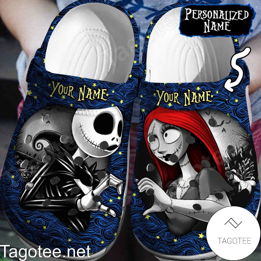 Personalized Jack And Sally Make A Heart Crocs Clogs