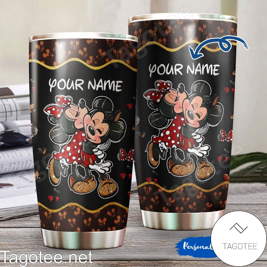 Personalized Mickey And Minnie Hugging Tumbler - Tagotee