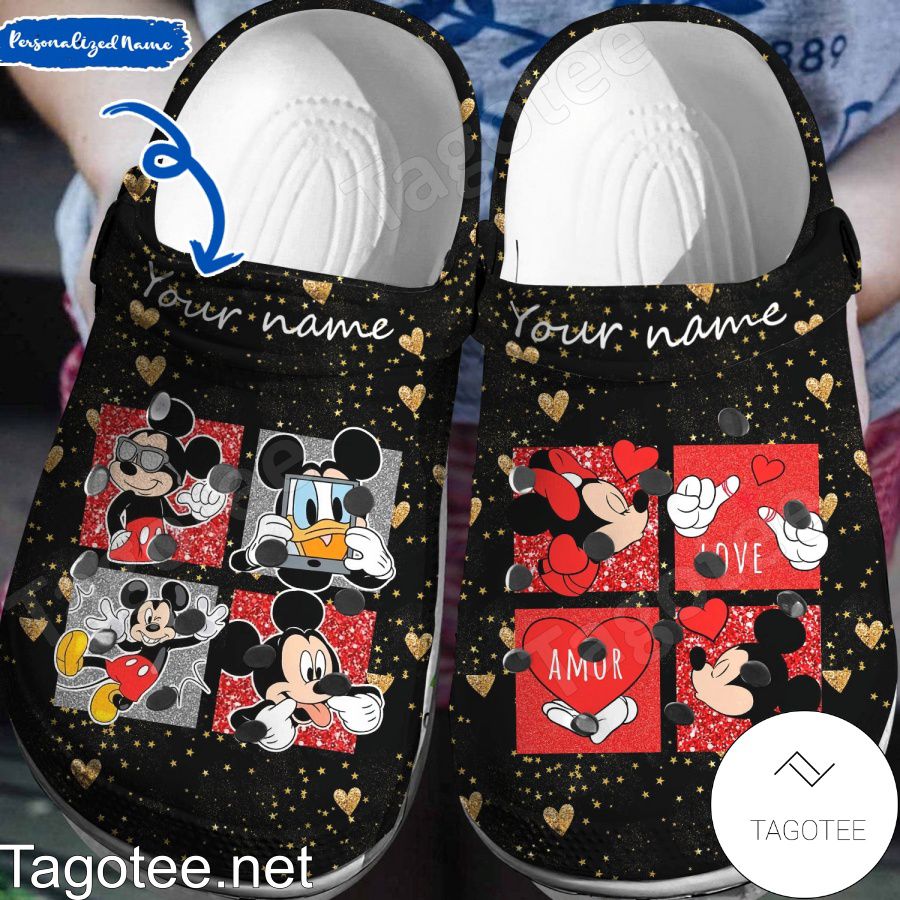 Personalized Mickey And Minnie Love Amor Crocs Clogs - Tagotee