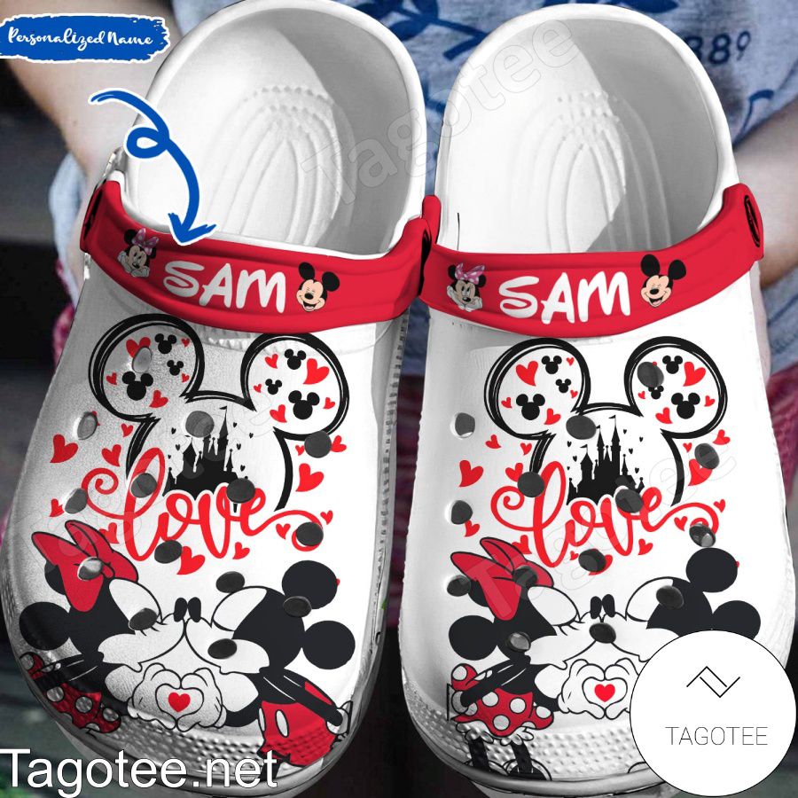 Personalized Mickey Mouse And Minnie Love Crocs Clogs