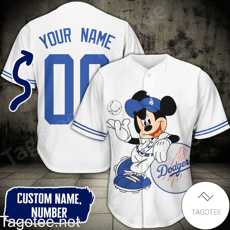 Personalized Los Angeles Dodgers Mickey Mouse All Over Print Unisex Baseball  Jersey - White-TPH - Love My Family Forever
