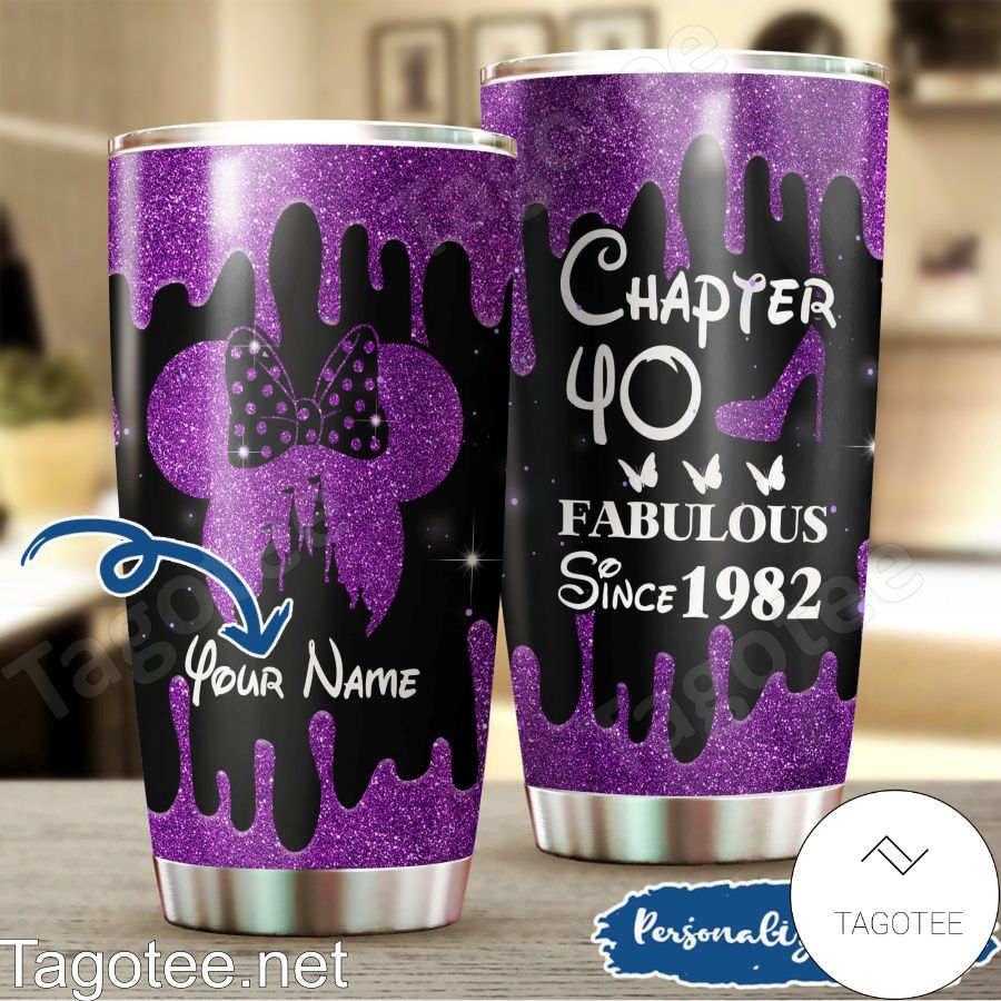Personalized Minnie Glitter Chapter 40 Fabulous Since 1982 Tumbler