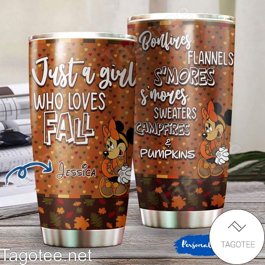 Personalized Minnie Mouse Just A Girl Who Loves Fall Tumbler