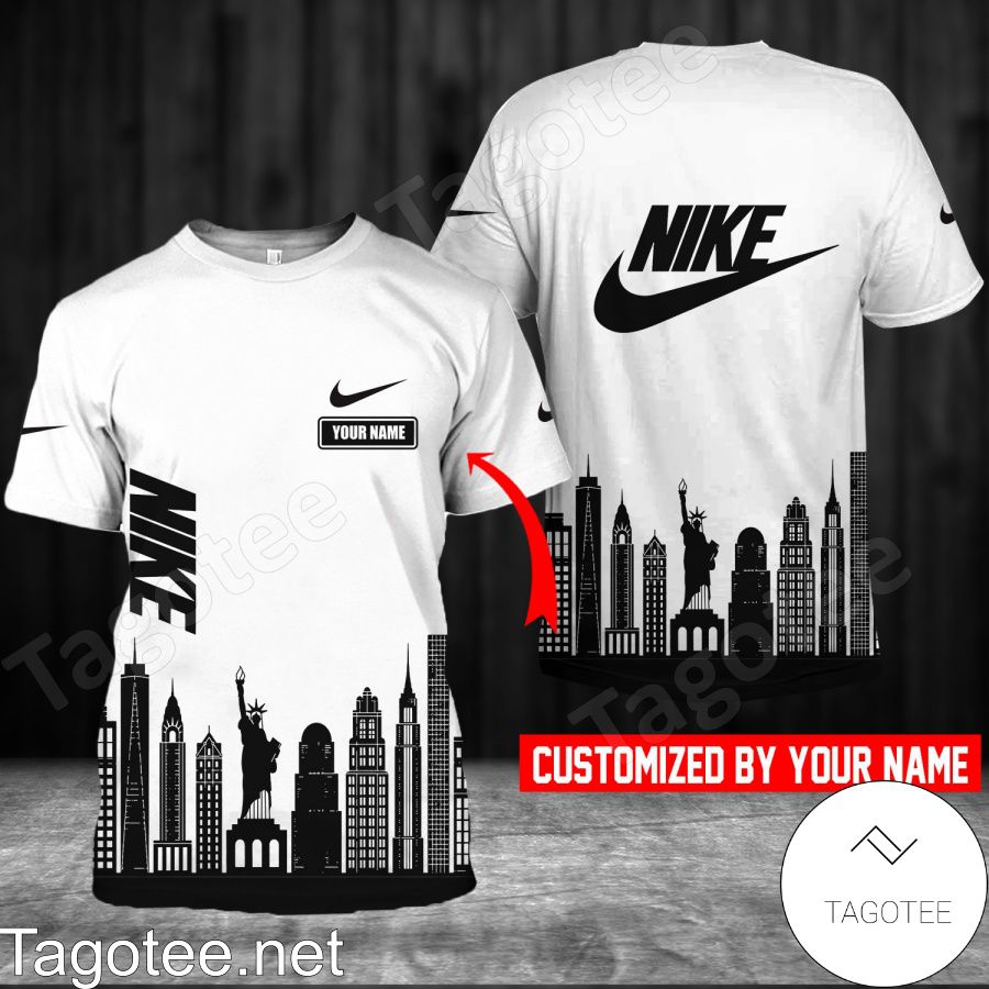 Personalized Nike City Skyline Silhouette White Shirt