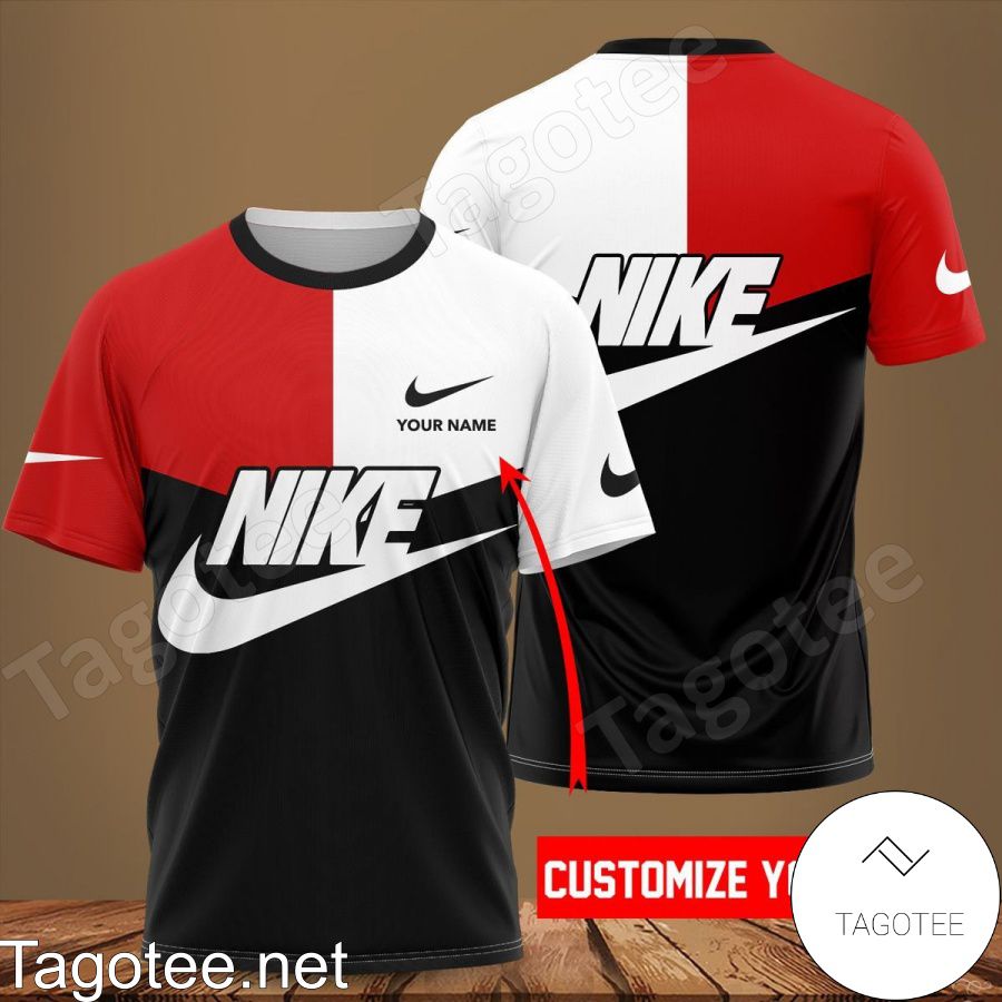 Personalized Nike Mix Color Red White And Black Shirt