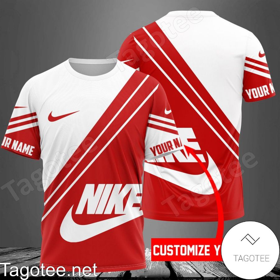Personalized Nike Red And White Shirt