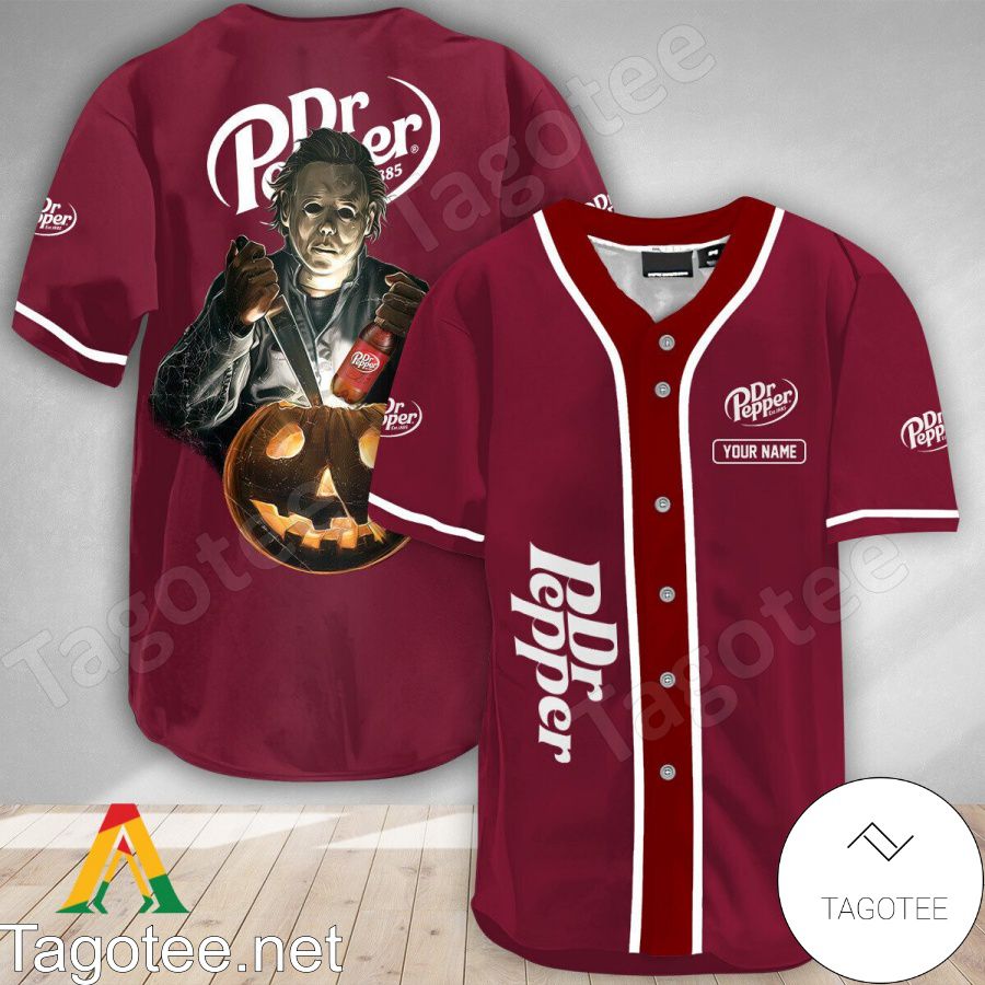 Personalized Scary Michael Myers Pumpkin Dr Pepper Baseball Jersey ...