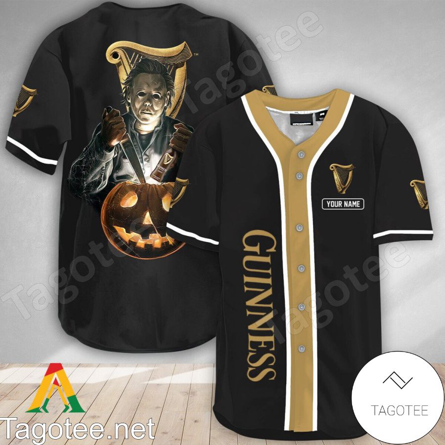 Personalized Scary Michael Myers Pumpkin Guinness Beer Baseball Jersey