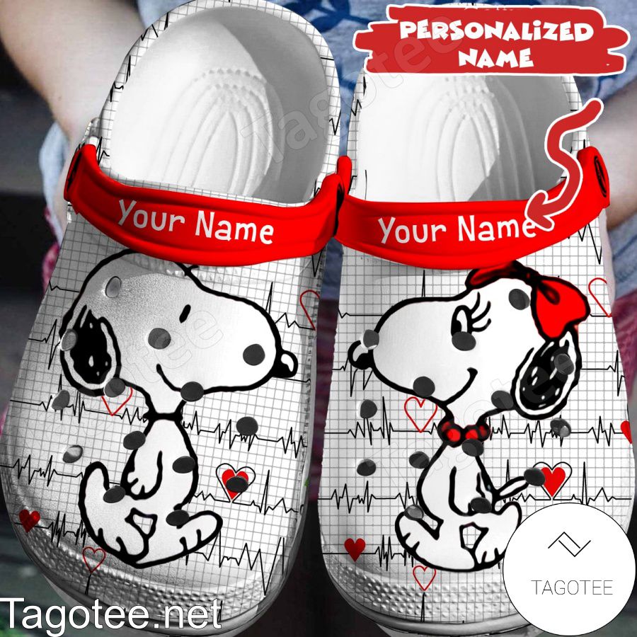 Personalized Snoopy Heartbeat Crocs Clogs - Tagotee