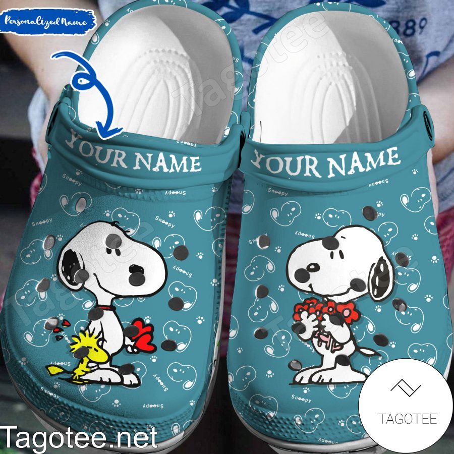 Personalized Snoopy Teal Crocs Clogs - Tagotee