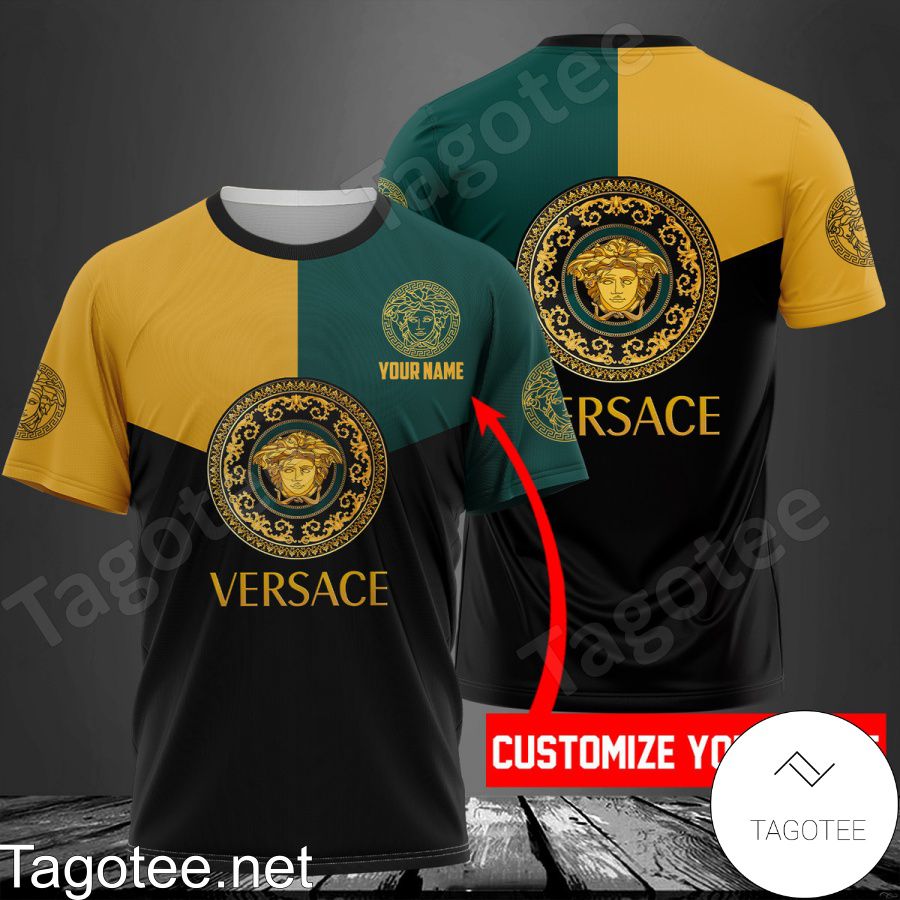 Personalized Versace Mix Color Green Yellow And Black Shirt