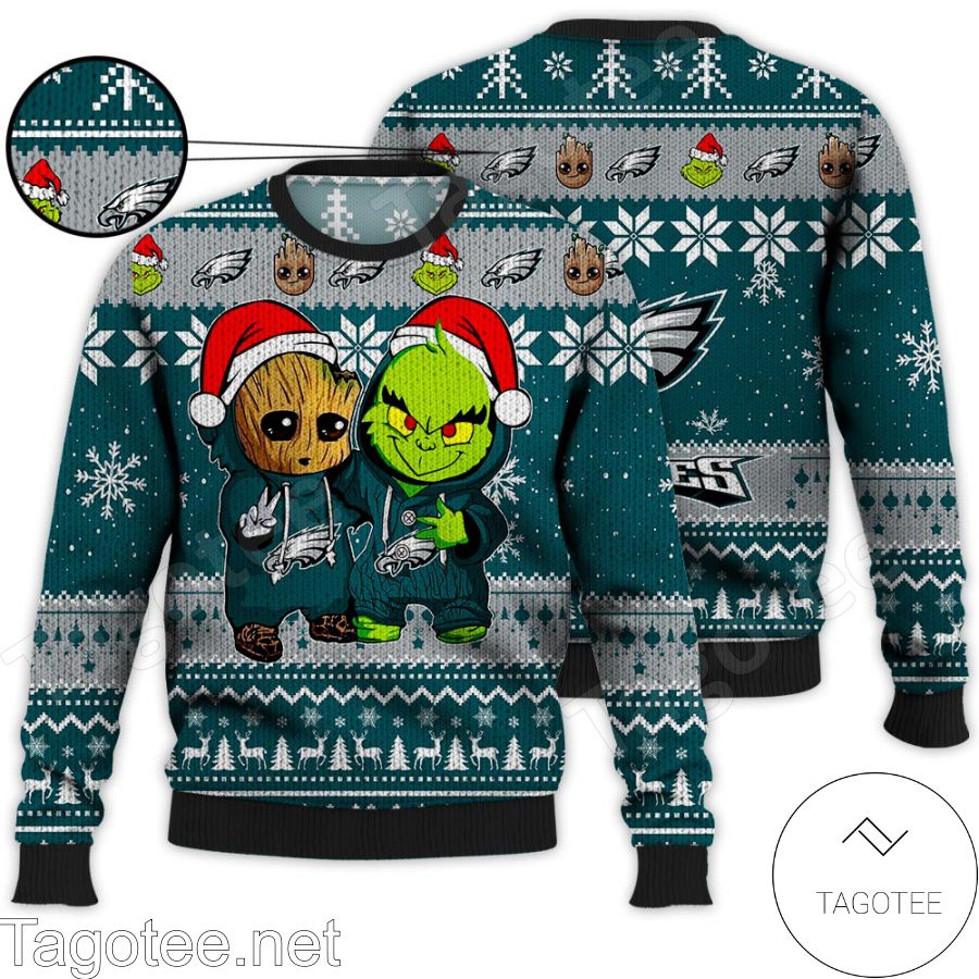 Philadelphia Eagles Grinch Knit Ugly Christmas sweater