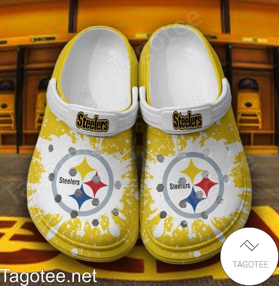 Pittsburgh Steelers Logo Color Splash Crocs Clogs - Tagotee