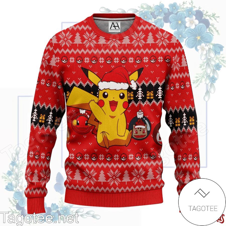 Pokemon Pikachu Hello Christmas Red Ugly Christmas Sweater - Tagotee