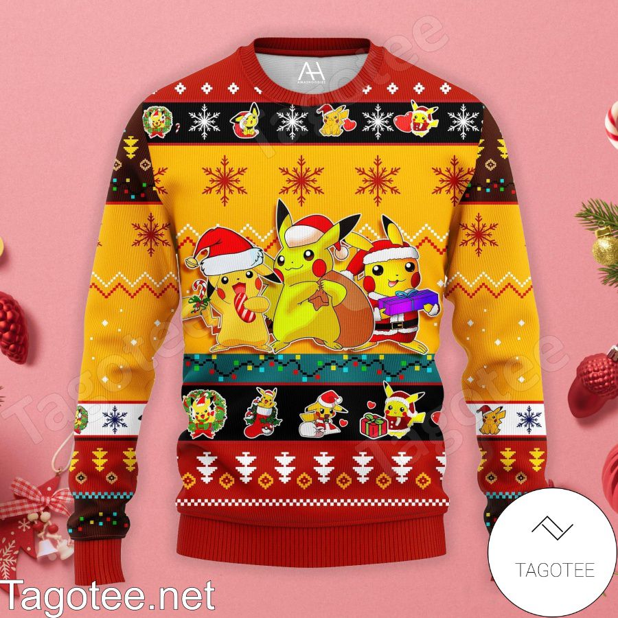 Pokemon Pikachu Ugly Christmas Sweater Tagotee Pokemon Pikachu Ugly Christmas Sweater Tagotee