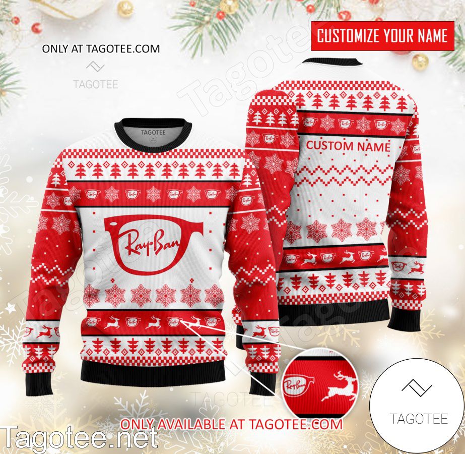 Ray-Ban Logo Personalized Ugly Christmas Sweater - EmonShop