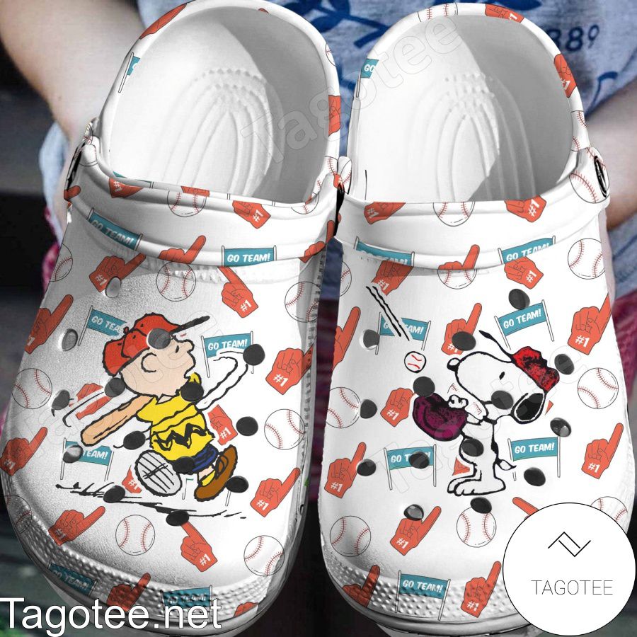 Snoopy And Charlie Baseball Go Team Crocs Clogs - Tagotee