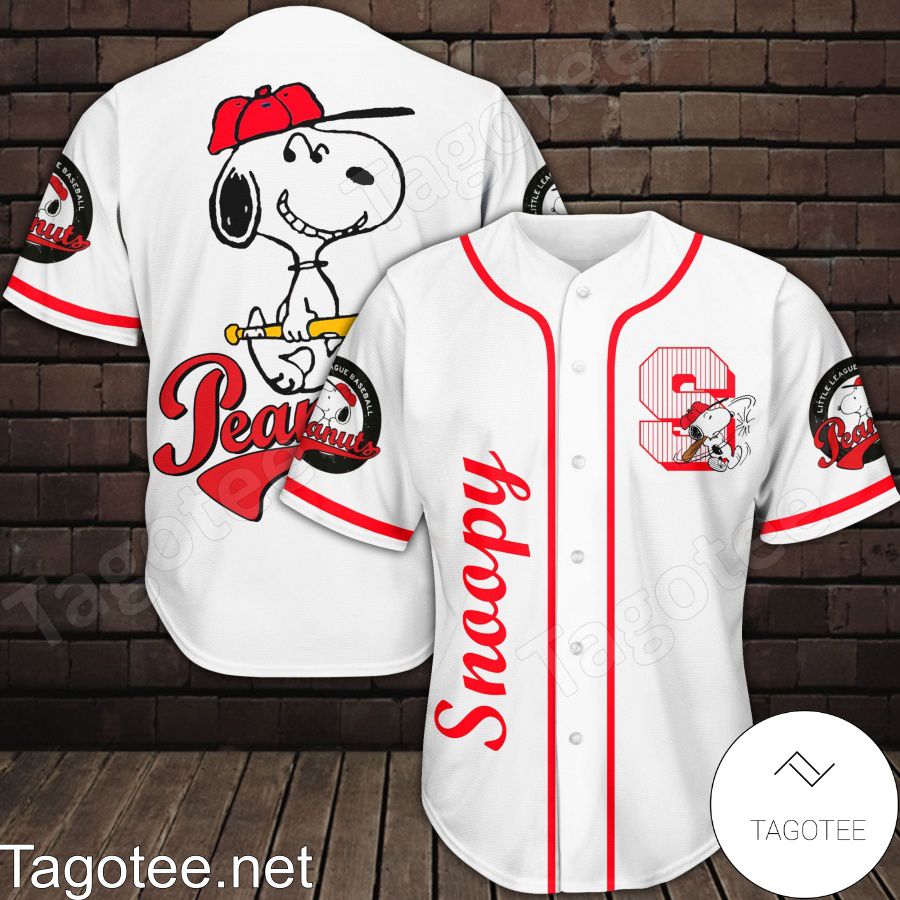 Snoopy White Personalized Baseball Jersey - Tagotee