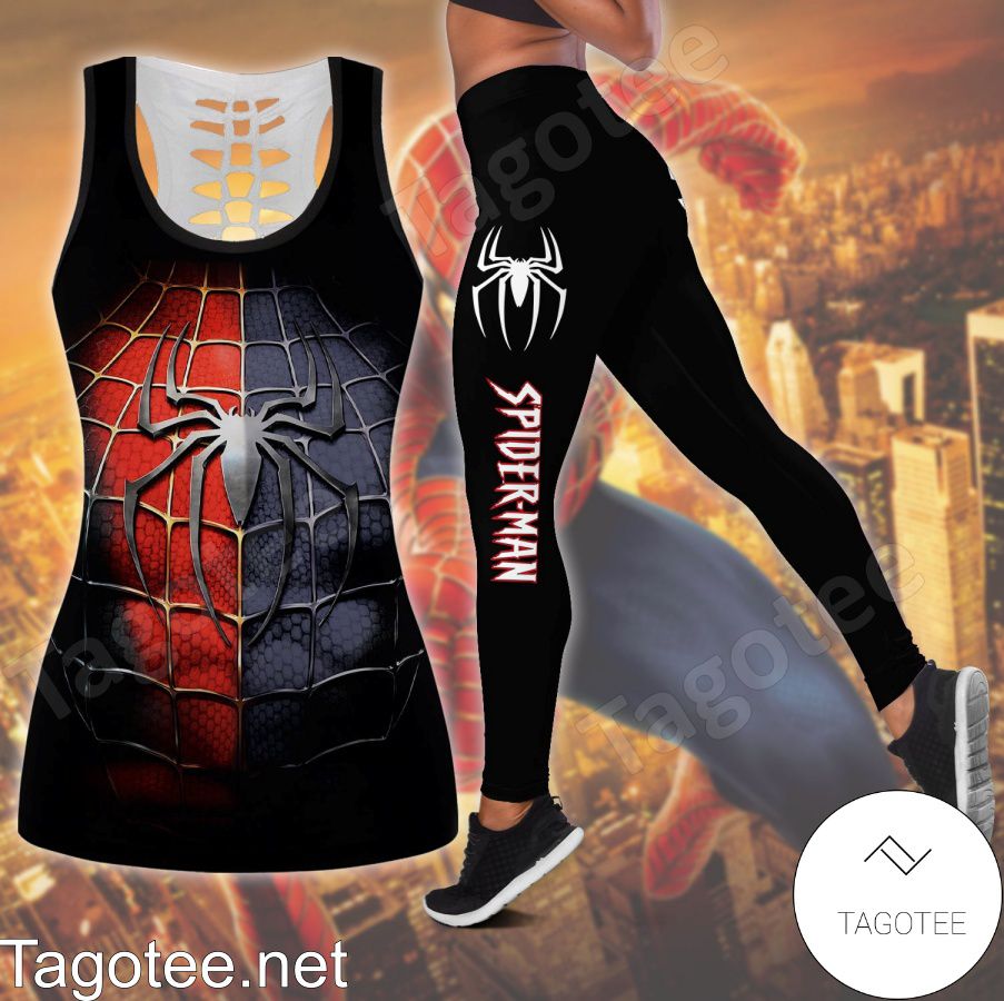 Spiderman Black Shirt, Tank Top And Leggings