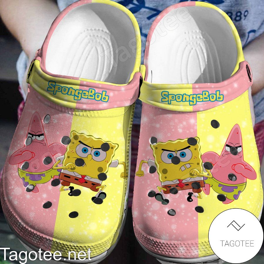 Spongebob And Patrick Yellow And Pink Crocs Clogs - Tagotee