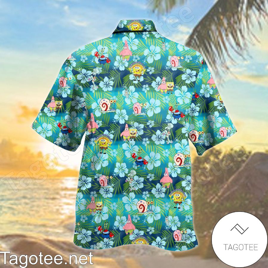 Spongebob Squarepants Hibiscus Hawaiian Shirt - Tagotee