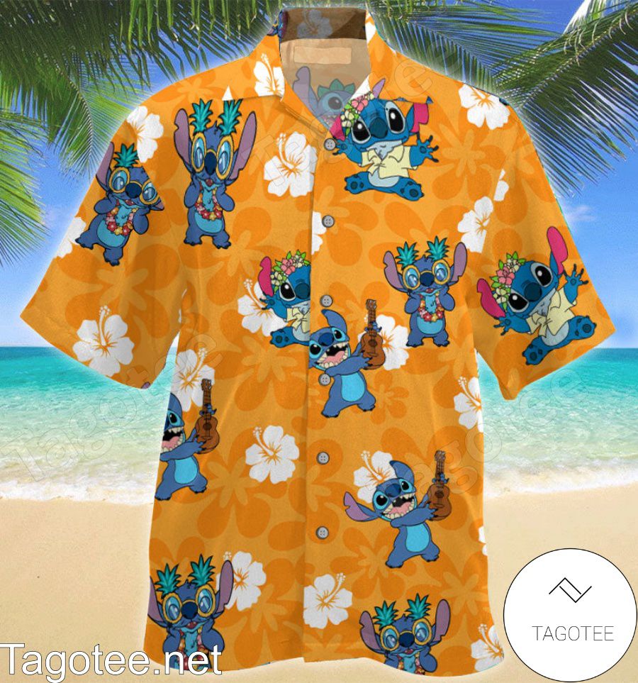 Stitch Hibiscus Hawaiian Shirt - Tagotee