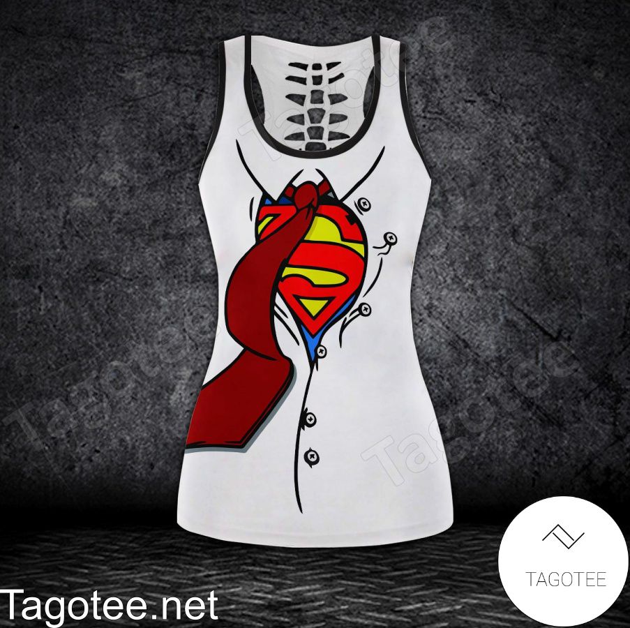 Superman White Shirt, Tank Top And Leggings c