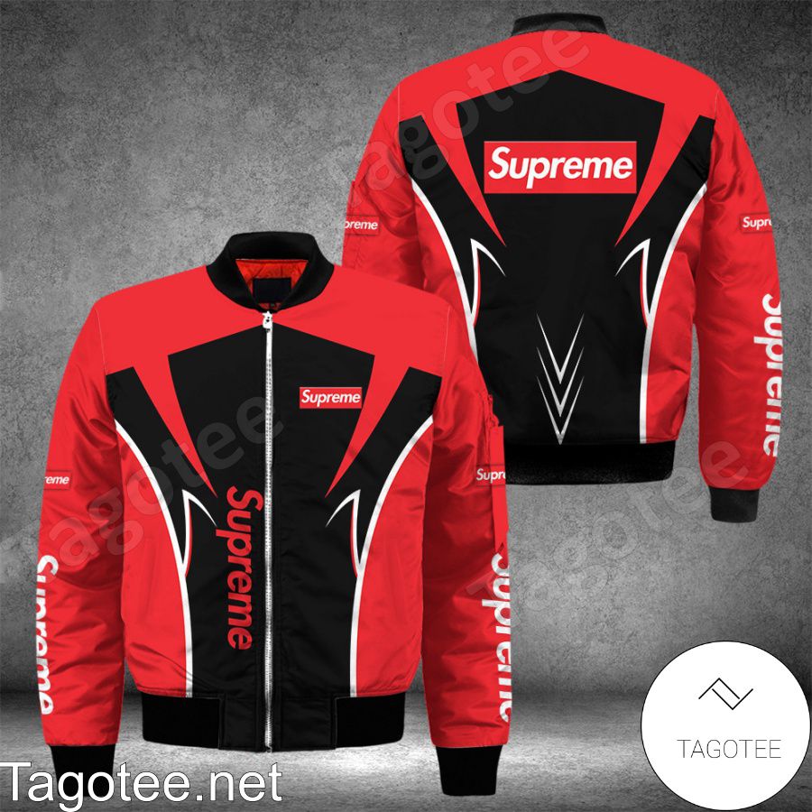 Supreme Luxury Brand Red And Black Bomber Jacket