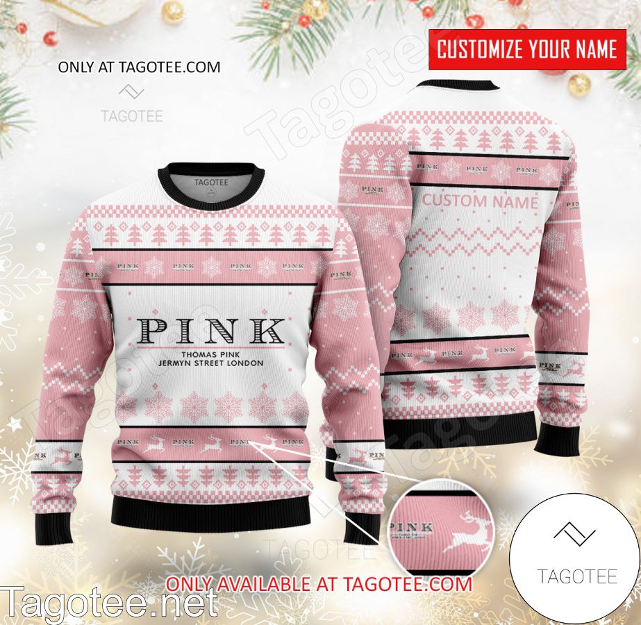Thomas Pink Logo Personalized Ugly Christmas Sweater - EmonShop