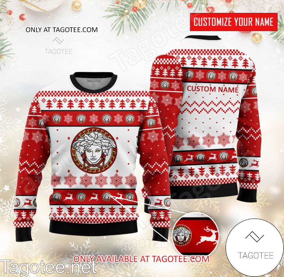 Versace Logo Personalized Ugly Christmas Sweater - EmonShop