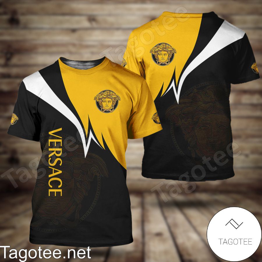 Versace Medusa Logo Mix Color Black Yellow And White Shirt