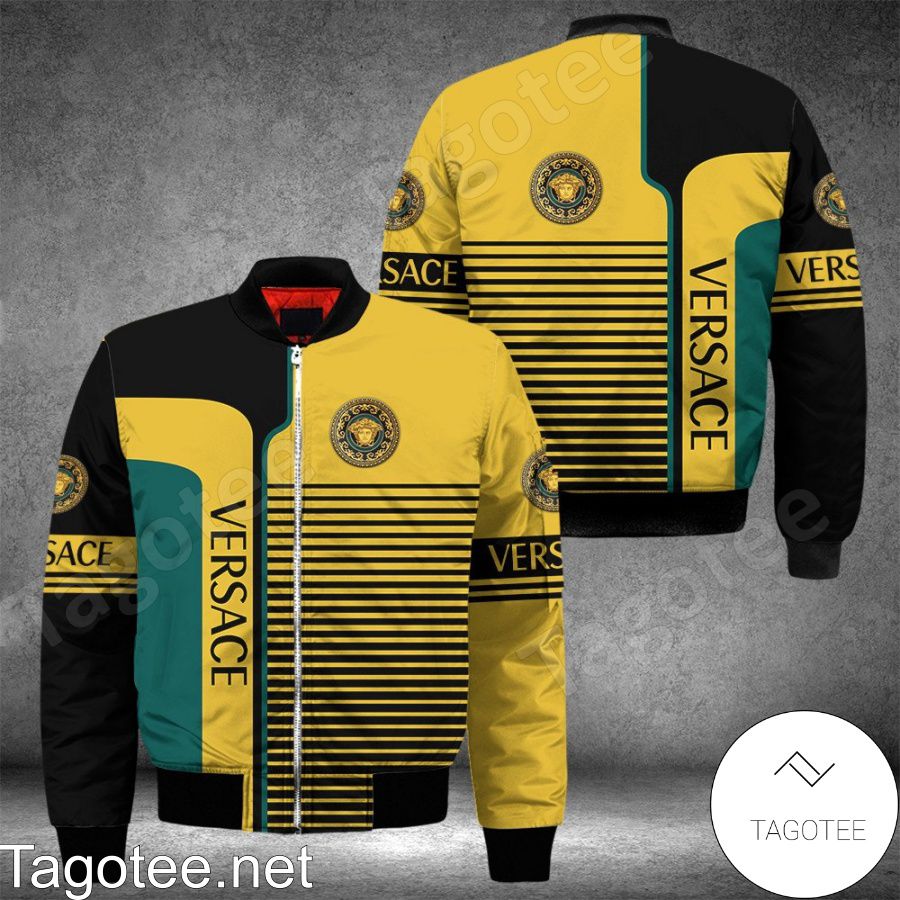 Versace Stripes Mix Yellow And Black Bomber Jacket