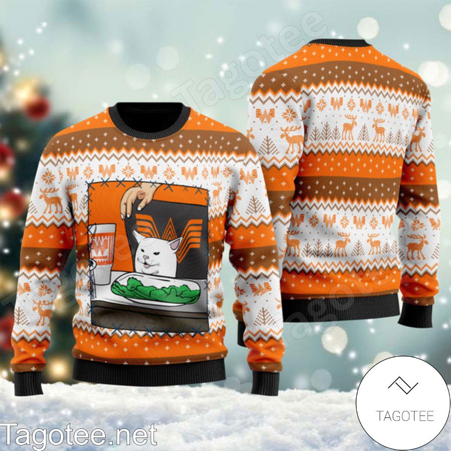 Whataburger Cat Meme Ugly Christmas Sweater - Tagotee