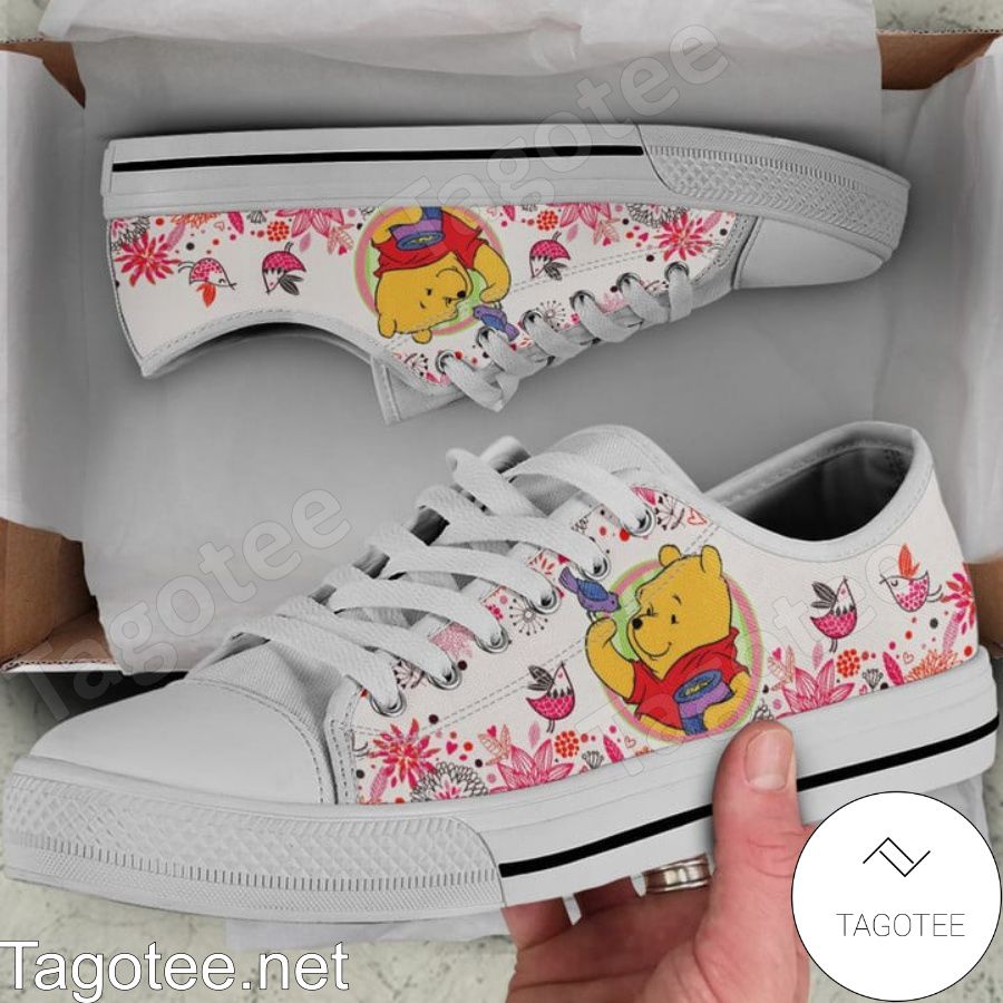 Winnie The Pooh And Birds Low Top Shoes - Tagotee