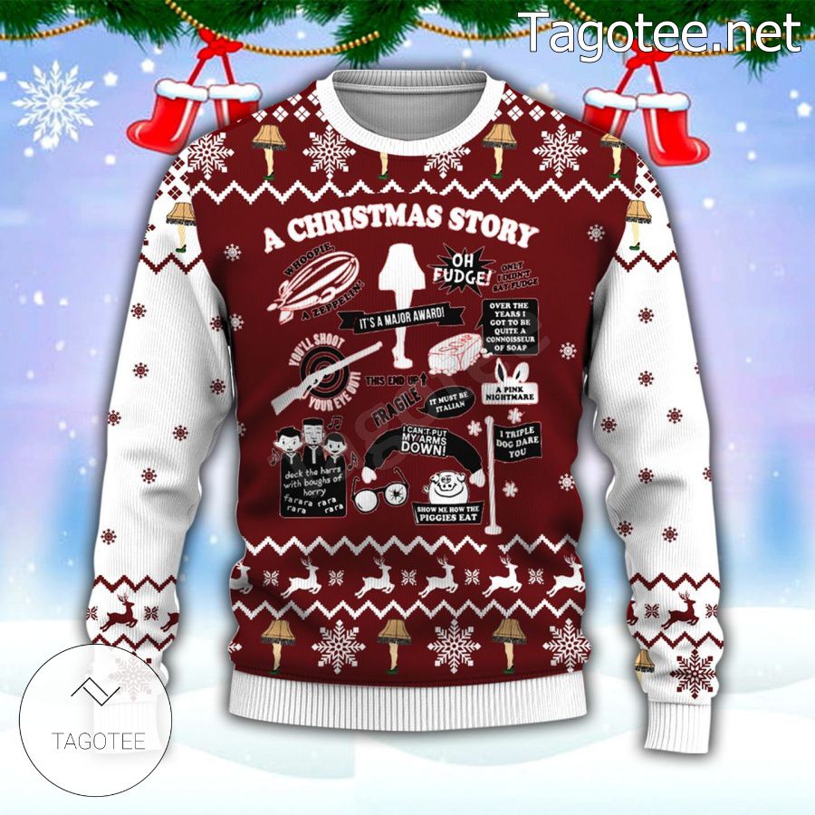 A Christmas Story Leg Lamp Snowflake Xmas Ugly Christmas Sweater - Tagotee