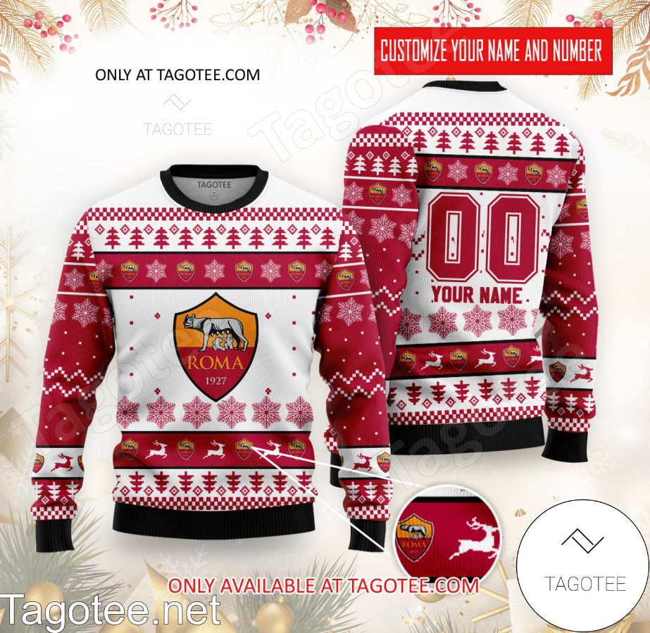 AS Roma Custom Ugly Christmas Sweater - BiShop