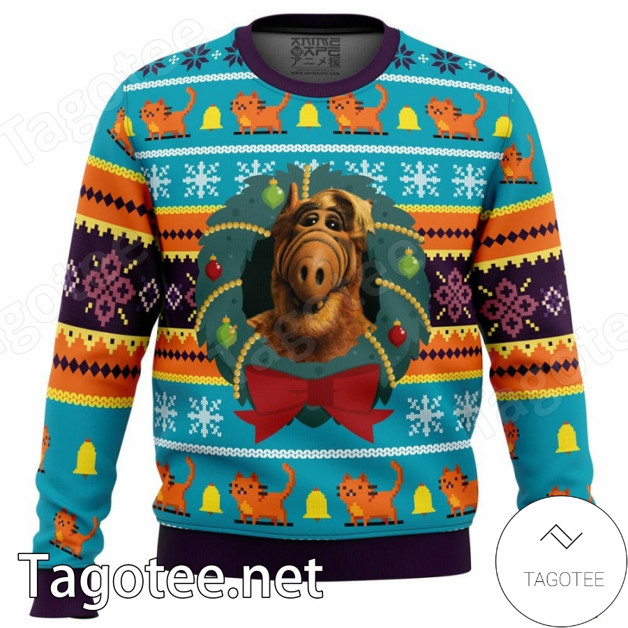 Alf Sitcom Cat Pattern Xmas Ugly Christmas Sweater