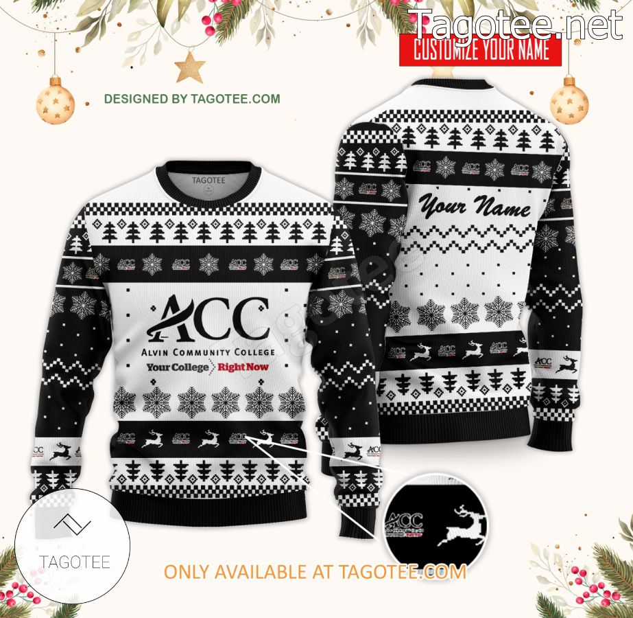 Alvin Community College Custom Ugly Christmas Sweater - BiShop
