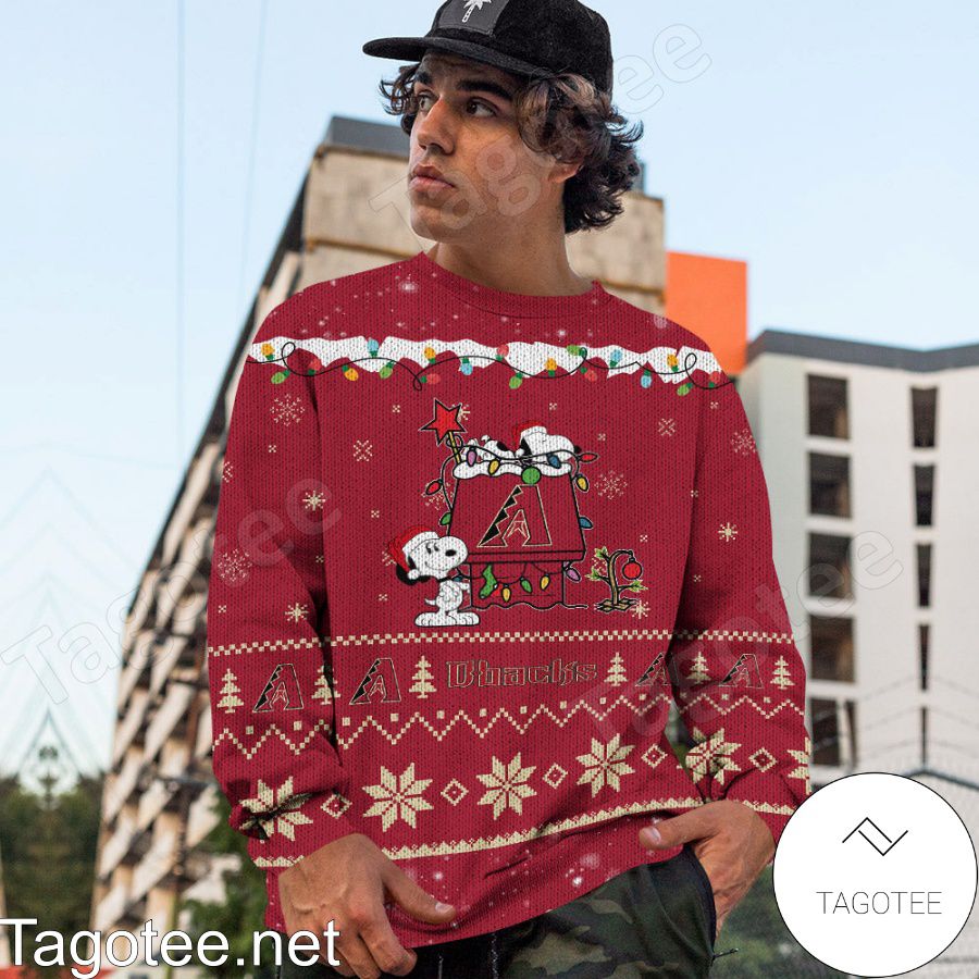 Snoopy Dab Arizona Diamondbacks MLB Christmas Ugly Sweater - REVER