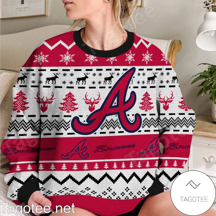 Atlanta Braves MLB Baseball Knit Pattern Ugly Christmas Sweater