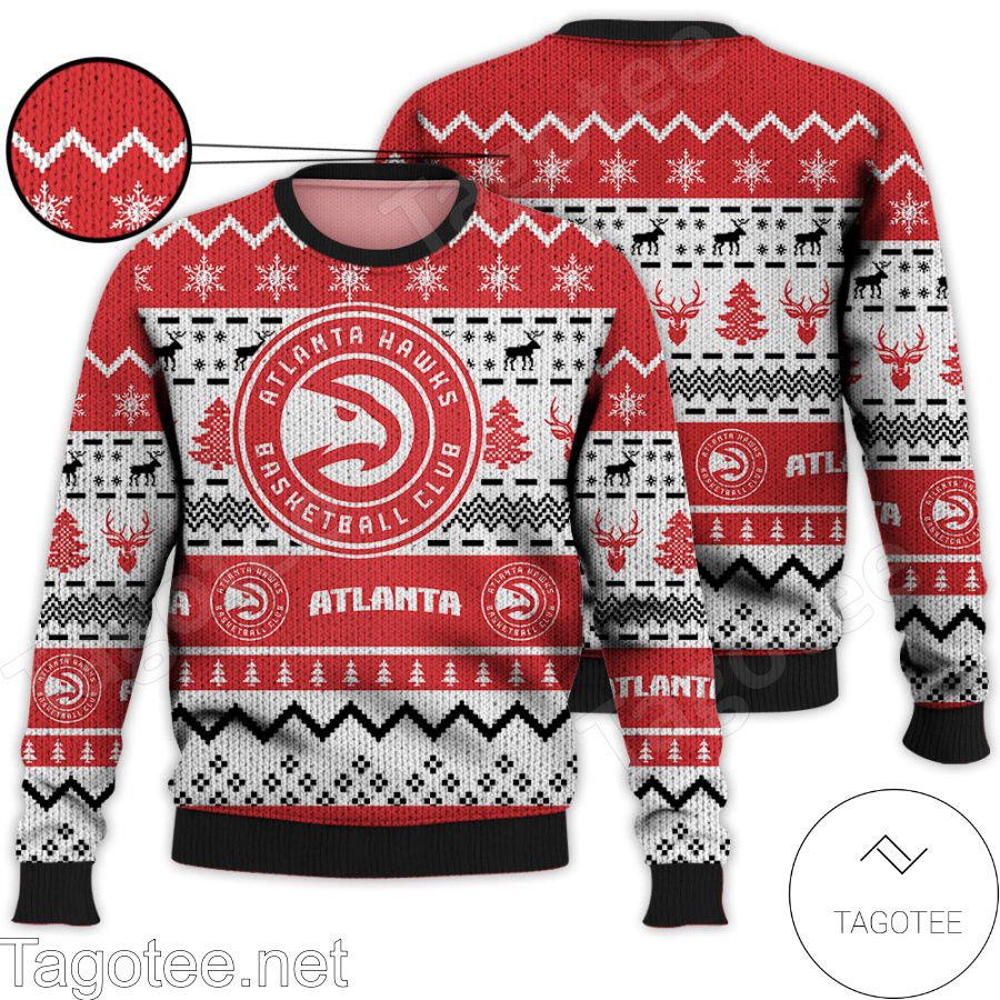 Atlanta Hawks Big Logo Ugly Sweater - Red