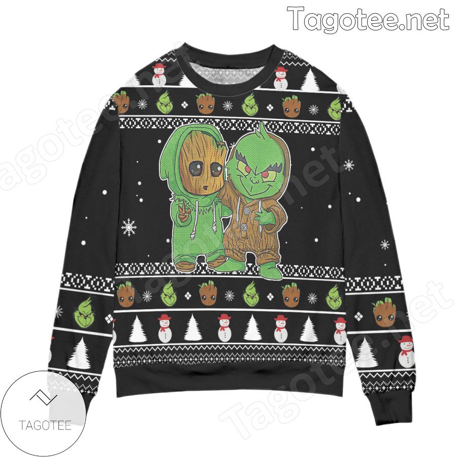 Baby Groot And Grinch Best Friends Holiday Ugly Christmas Sweater