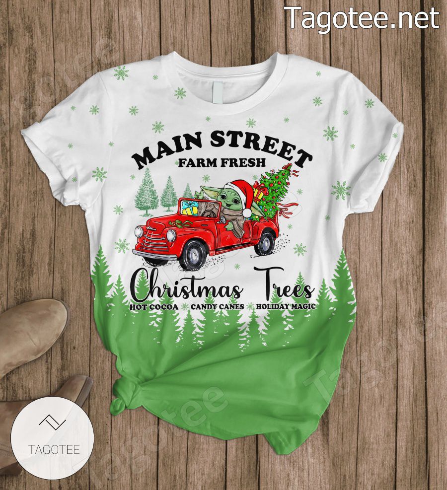 Baby Yoda Main Street Christmas Tree Pajamas Set a
