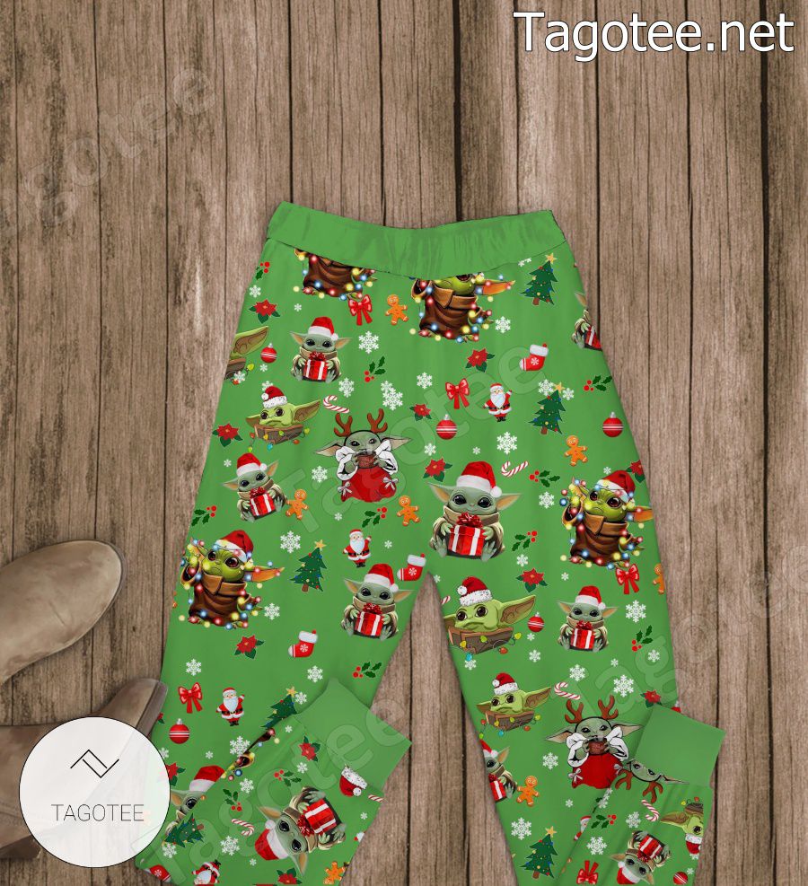 Baby Yoda Main Street Christmas Tree Pajamas Set b