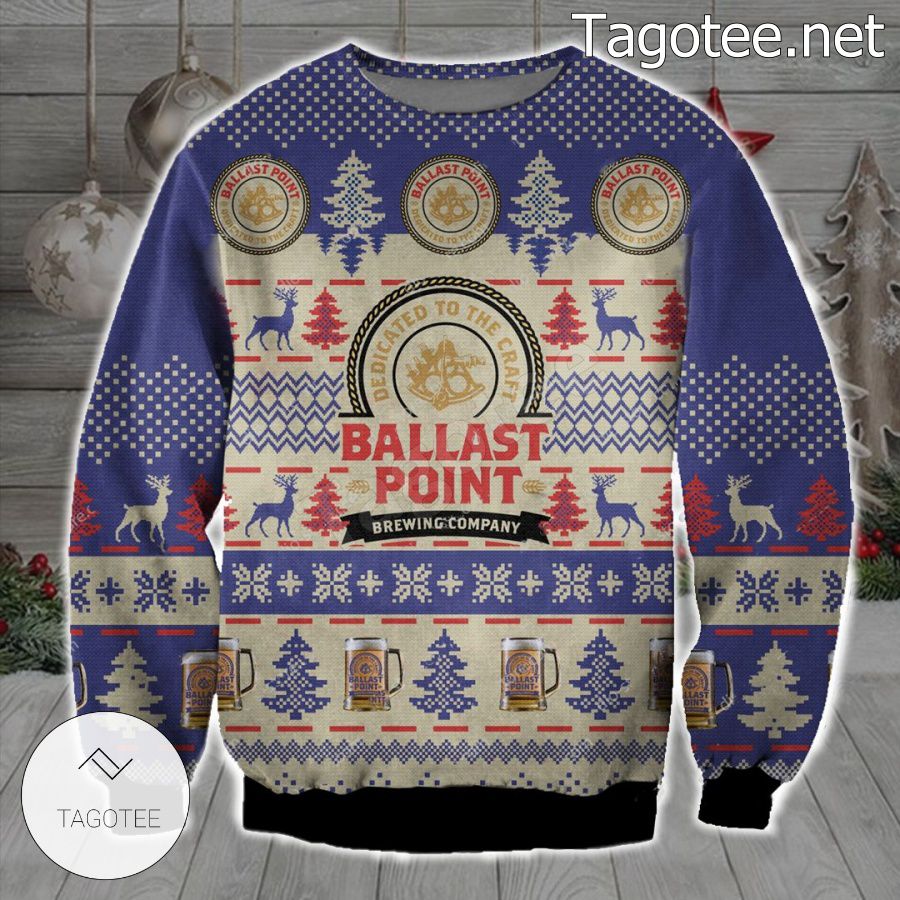 Ballast Point Beer Pine Tree Holiday Ugly Christmas Sweater