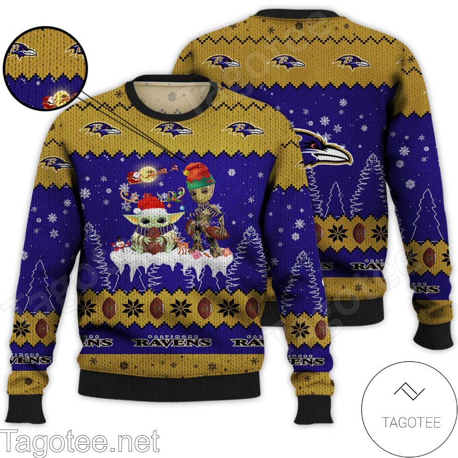 https://images.tagotee.net/2022/11/Baltimore-Ravens-NFL-Baby-Yoda-And-Baby-Groot-Ugly-Christmas-Sweater.jpg