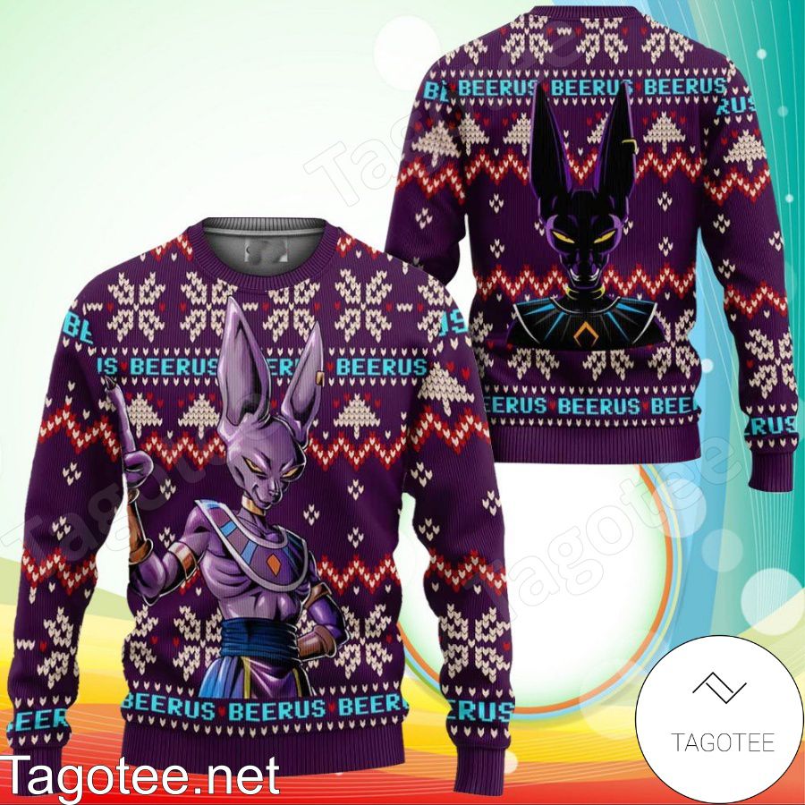 Beerus Manga Dragon Ball Z Anime Xmas Ugly Christmas Sweater