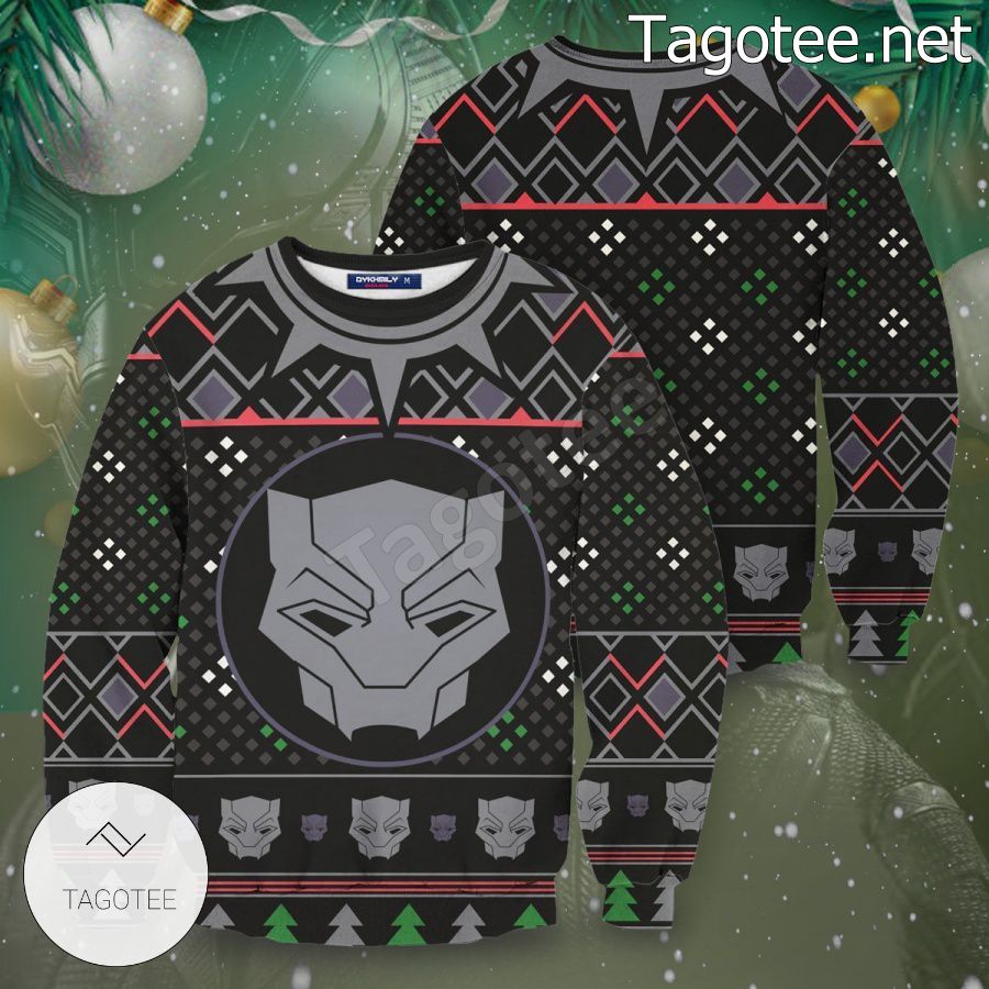 Black Panther Mask Wakanda Marvel Xmas Ugly Christmas Sweater