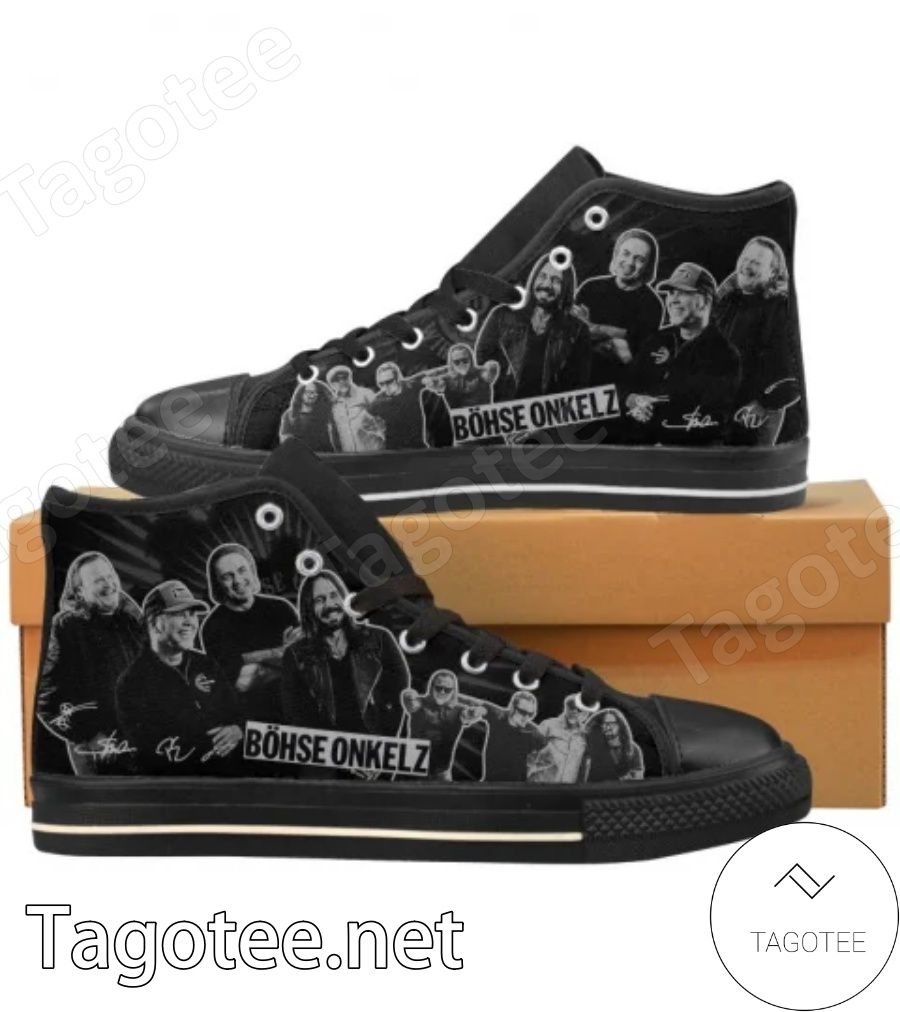 Bohse Onkelz Band Members Signatures High Top Shoes