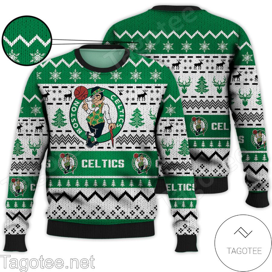 Boston Celtics Baby Yoda Star Wars NBA Ugly Christmas Sweater - Tagotee